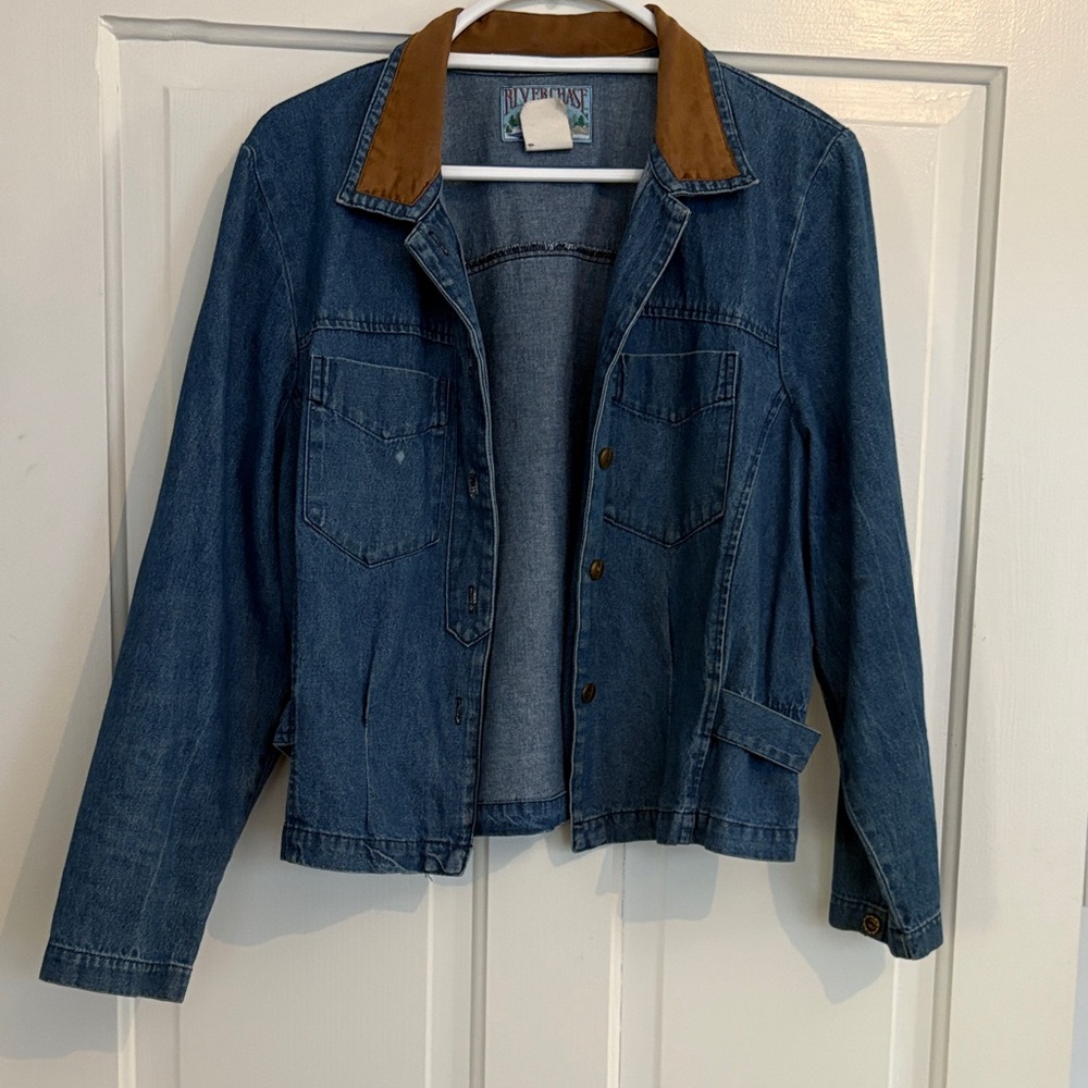 Riverchase Blue‎ Denim Jacket with Brown Collar size 12